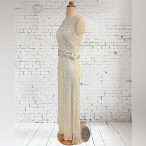 DB Studio A-Line Fitted Ivory Sequins Beaded Wedding Dress w/ train-size 8